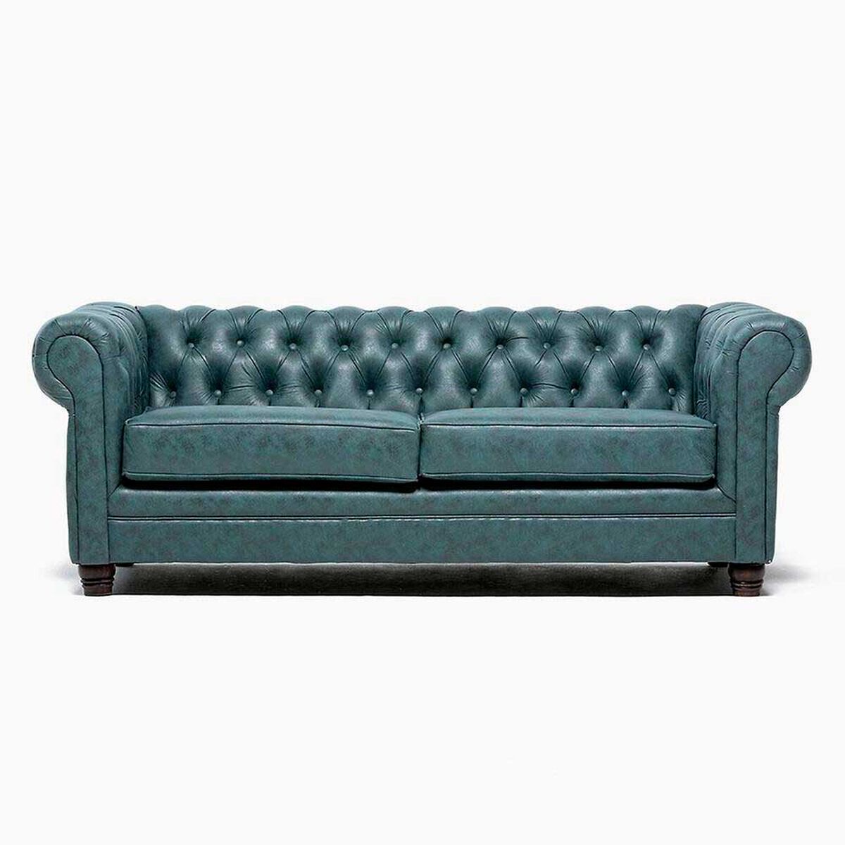 Sof&aacute; Barra Design Chesterfield 3 Cuerpos Skin Petr&oacute;leo