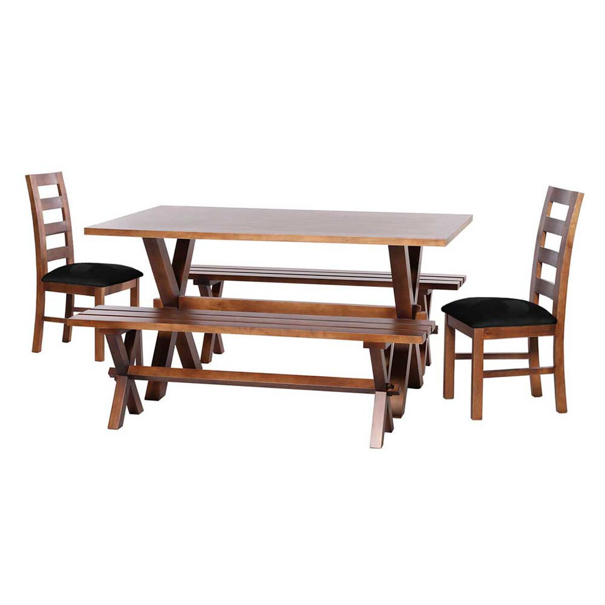 Juego de Comedor Latam Home Sevilla Granada 2 Sillas + 2 Bancas Velvet Negro