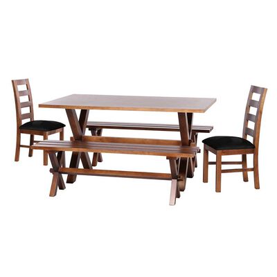 Imagen 1 del producto Juego de Comedor Latam Home Sevilla Granada 2 Sillas + 2 Bancas Velvet Negro