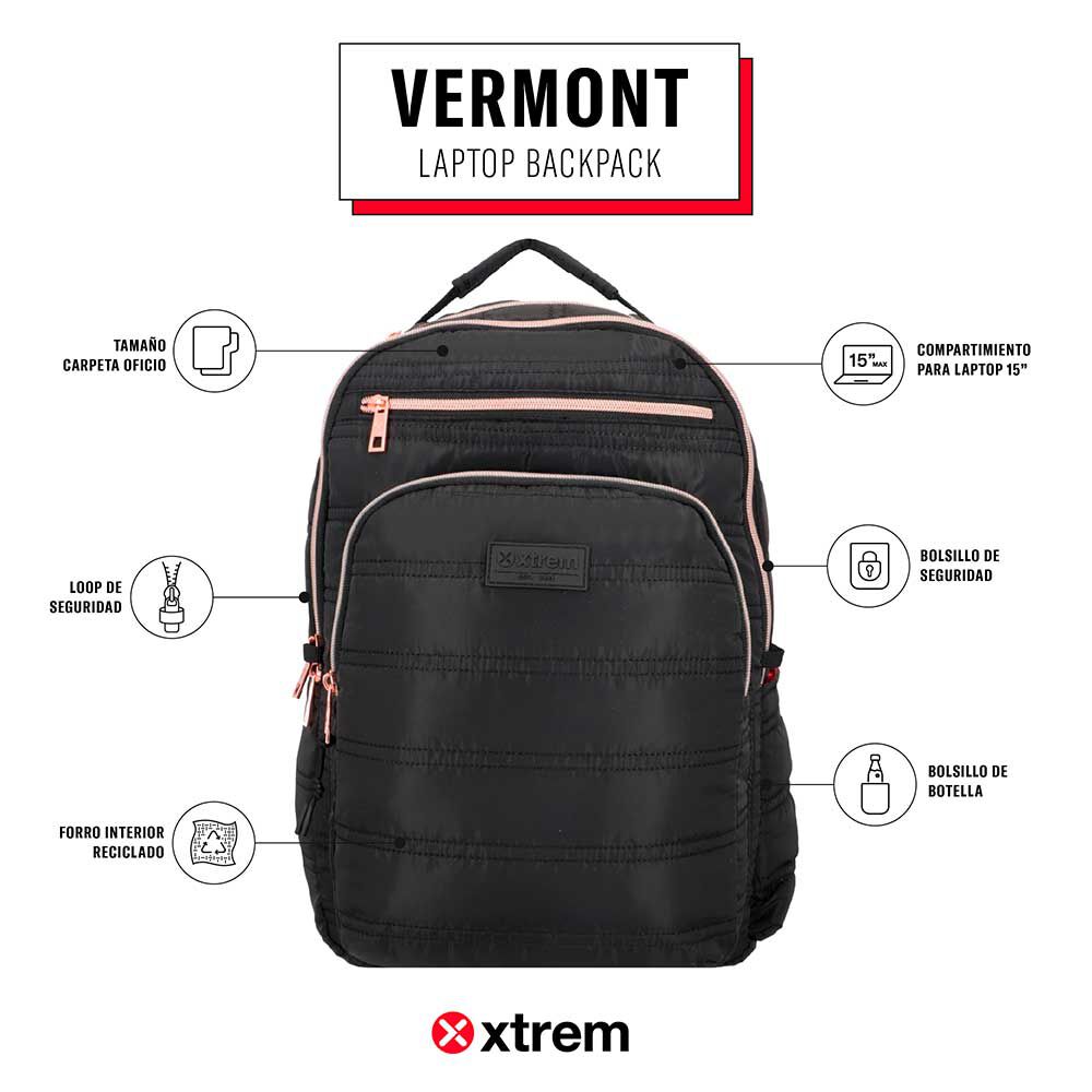 Mochila Notebook Xtrem Vermont 5XT Negro/Rose Gold 15