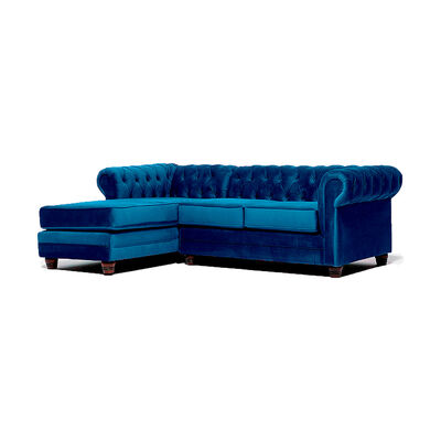 Sofá Seccional Barra Design Chesterfield Izquierdo 3 Cuerpos Azul