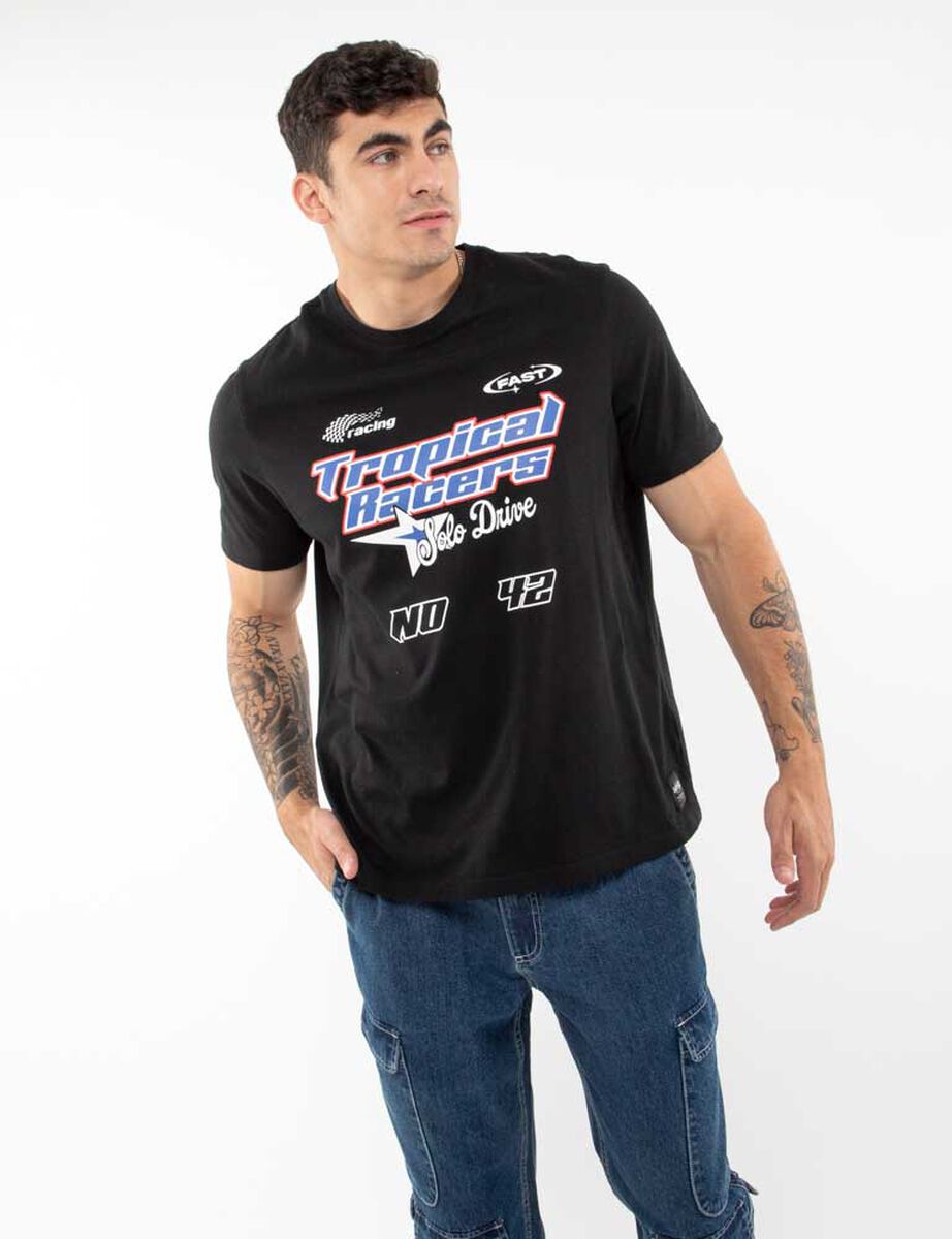 Polera Con Estampado Manga Corta Hombre Icono
