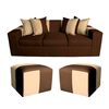 Sof&aacute; Muebles MYM Benjamin 3 Cuerpos + Dos Pouf 1 Cuerpo Caf&eacute; Beige