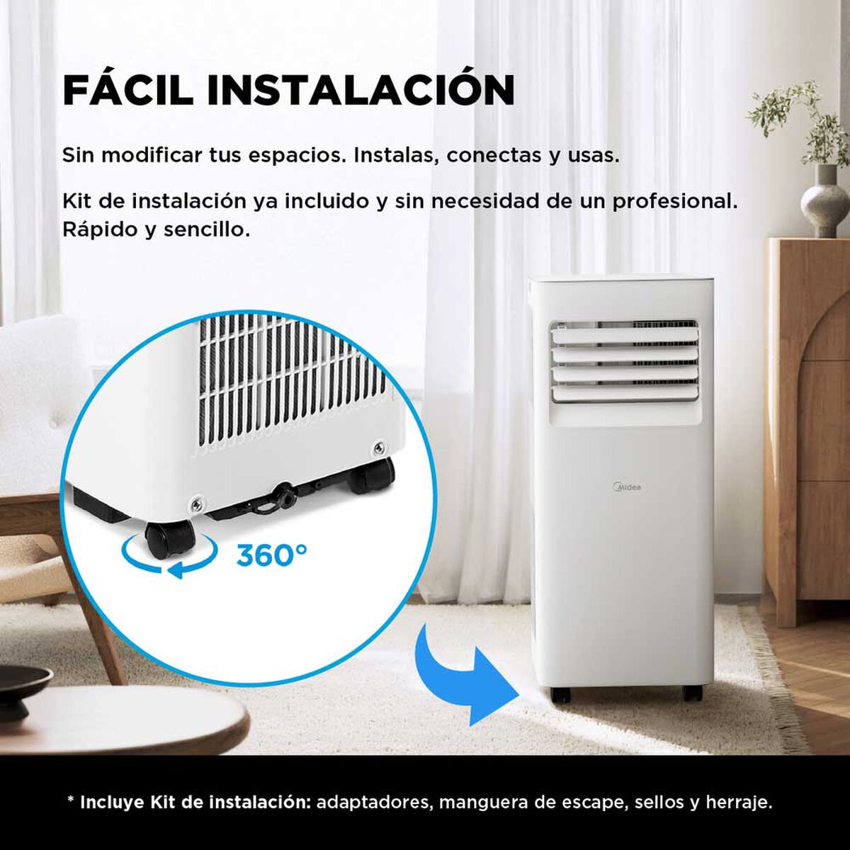 Aire Acondicionado Port&aacute;til Fr&iacute;o 9.000 BTU + Wifi Midea