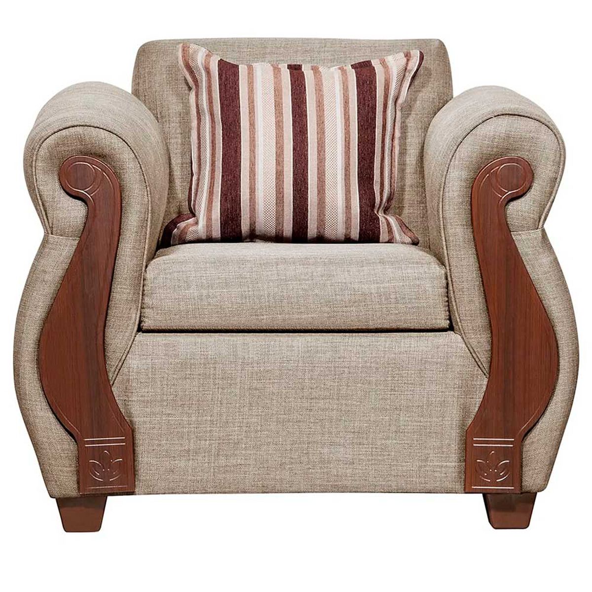 Juego de Living Ruzam Mobel Bego&ntilde;a Sof&aacute; 3 Cuerpos + Dos Sillones 1 Cuerpo Lino Beige