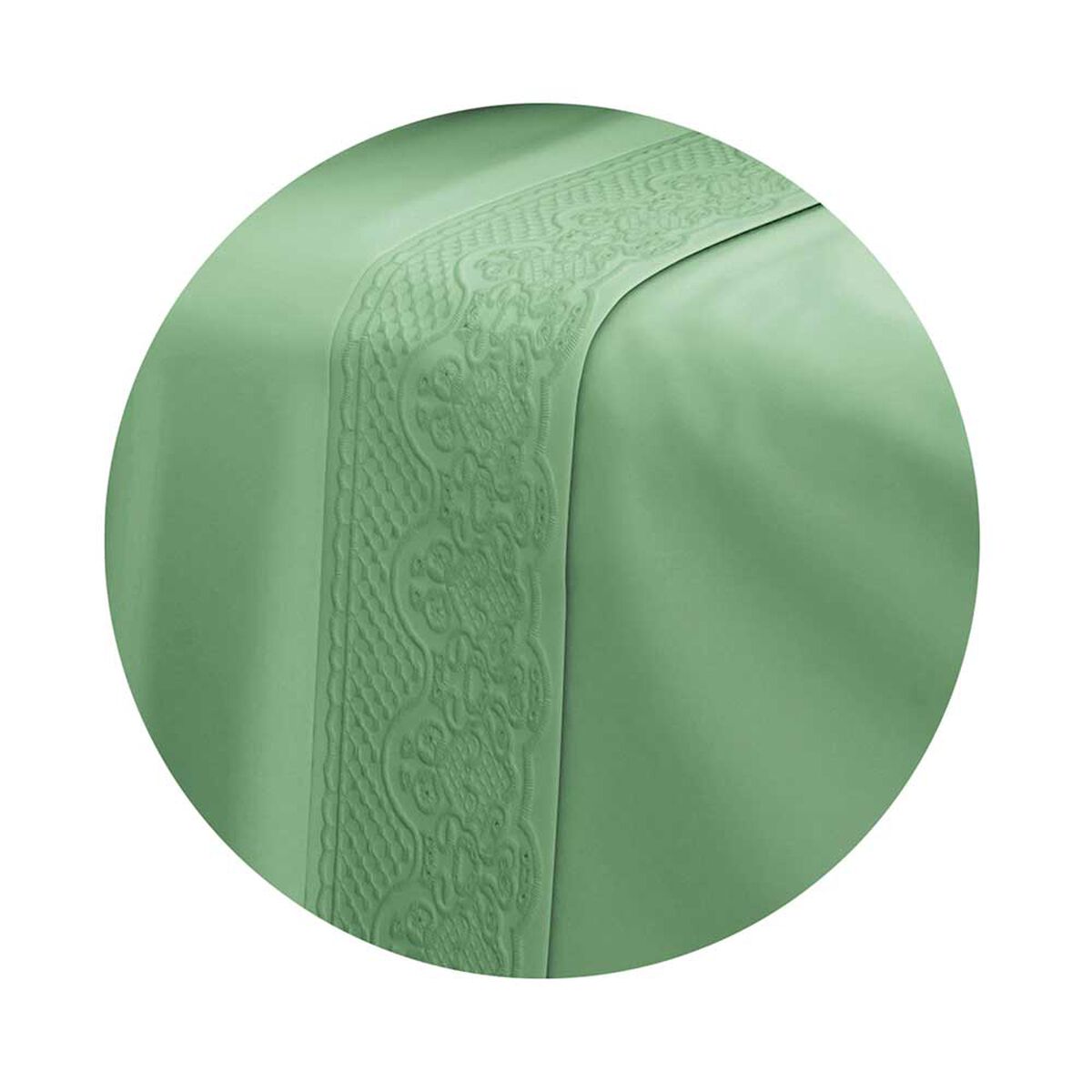 Juego de S&aacute;banas Doral 2 Plazas Santorini Liso Broderie Verde Agua
