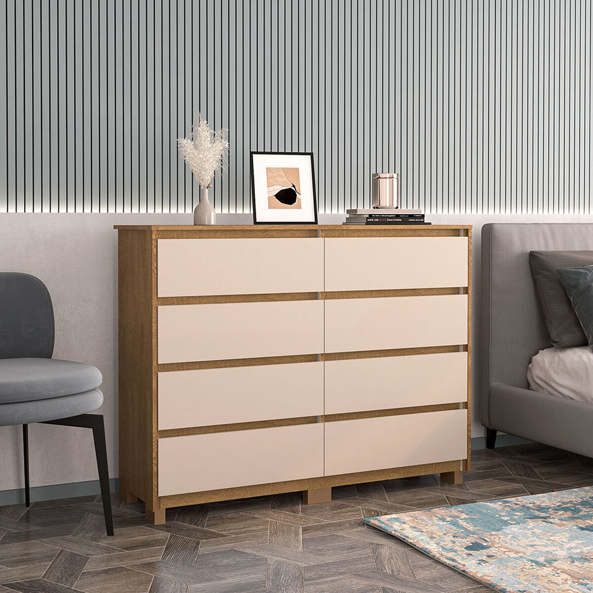 Cómoda Vekkahome Coimbra 8 Cajones Café
