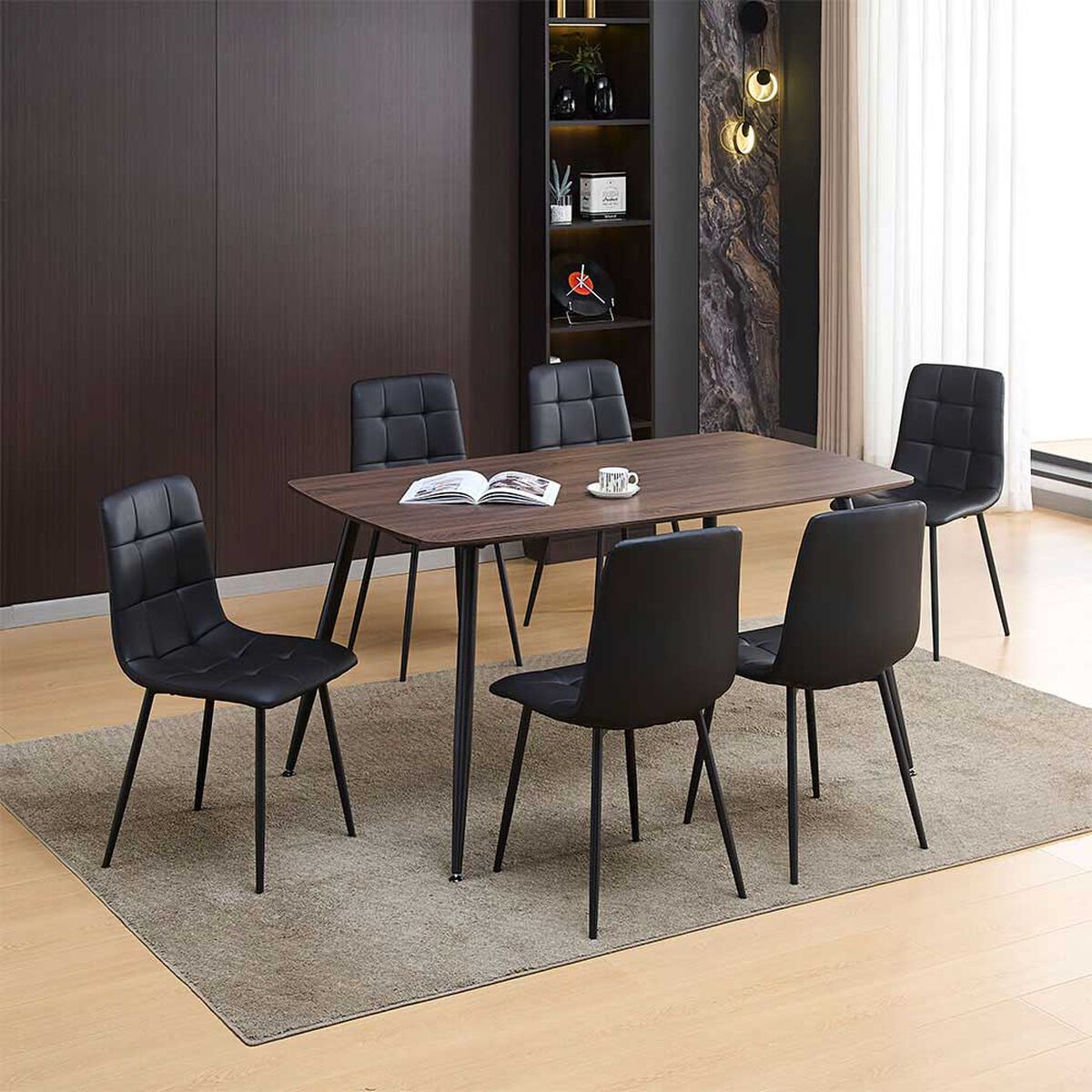 Juego de Comedor Zibel  Milos 6 Sillas Negro