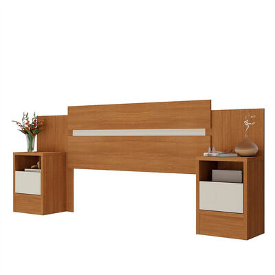Respaldo 2 Plazas con Veladores Altavision Milas Off Café Blanco
