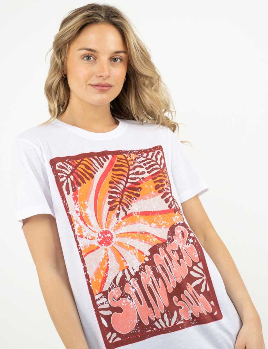 Polera Con Estampado Manga Corta Mujer Icono