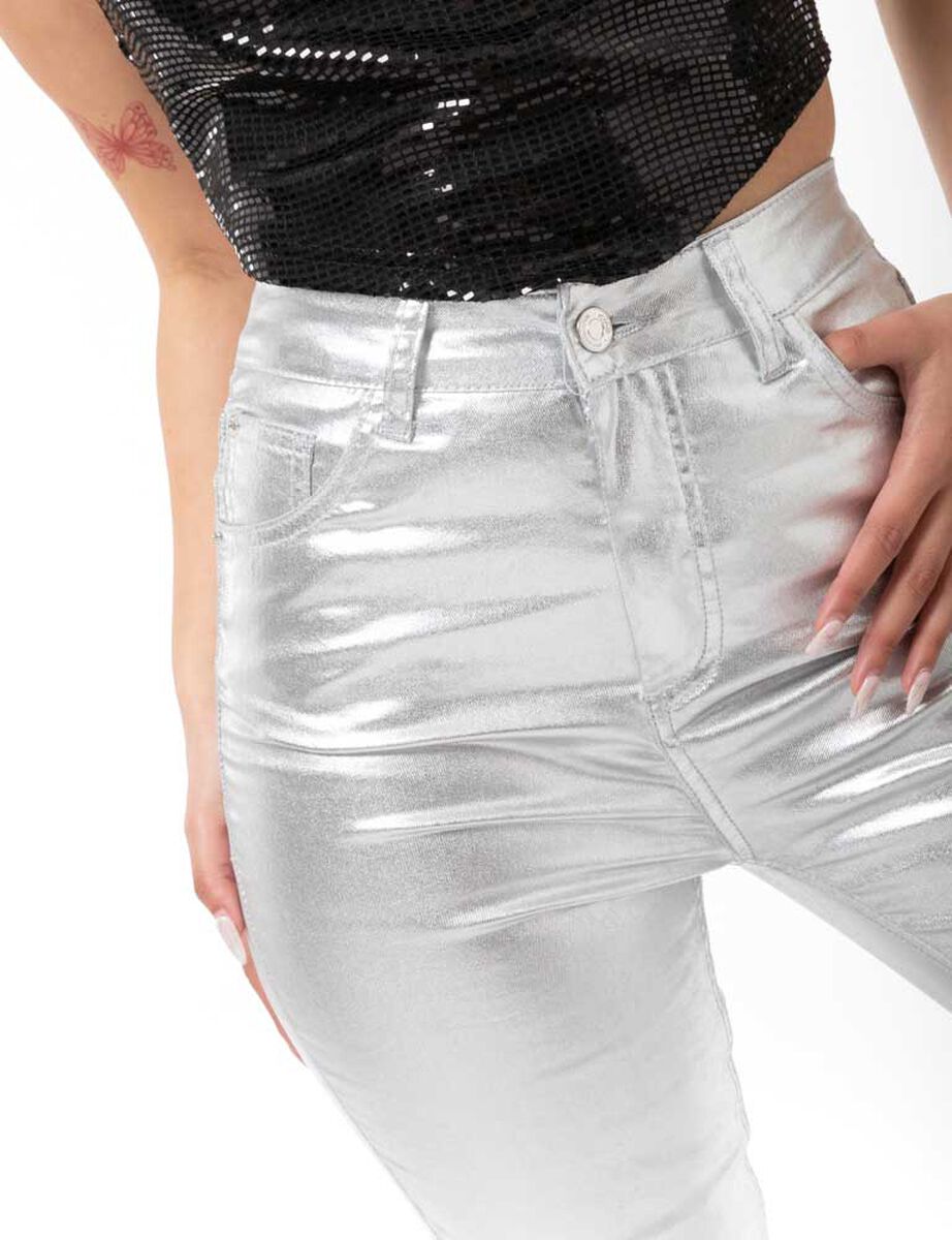 Pantalón Metalizado Skinny Mujer Icono