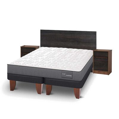 Imagen 2 del producto Cama Europea CIC Base Dividida 2 Plazas Anatomic + Respaldo + 2 Veladores Espresso