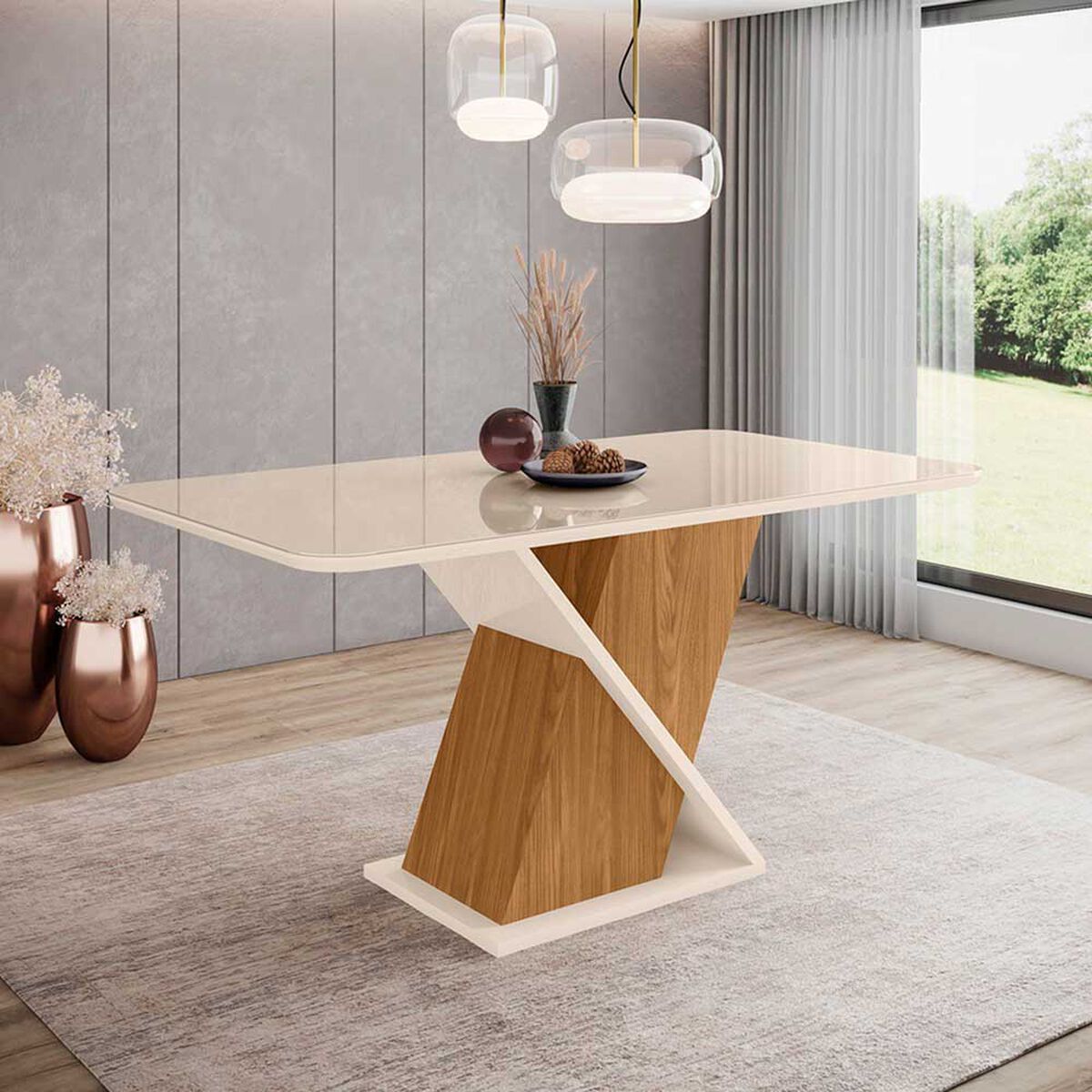Mesa Comedor Home Mobili Sonuz Blanco Nature