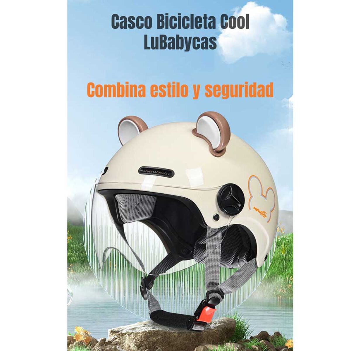 Casco Bicicleta LuBabycas Cool para Niños S Rosado