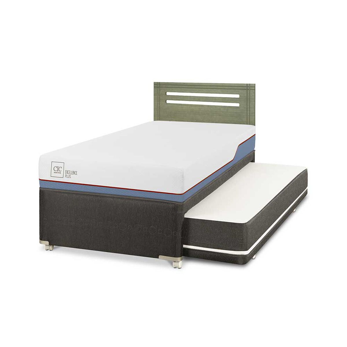 Cama Nido CIC 1,5 Plazas Excellence Plus + Respaldo Munich Olivo