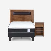 Cama Europea New Style 6  1,5 Plazas + Respaldo + Velador Ferrara