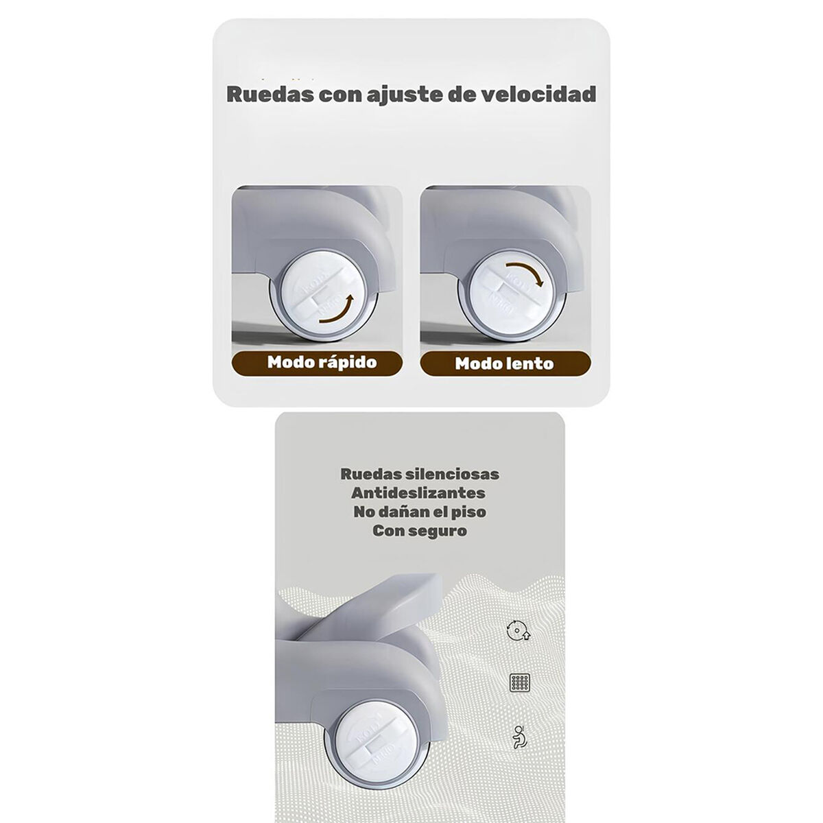 Andador Caminador 5 En 1 con Apoya Pies Lubabycas Gris