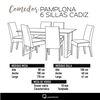 Juego de Comedor Latam Home Pamplona Granada 6 Sillas PU Rojo