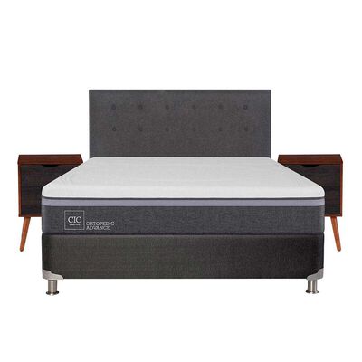 Imagen 1 del producto Box Spring CIC 2 Plazas Ortopedic Advance + Respaldo + 2 Veladores Eufrates