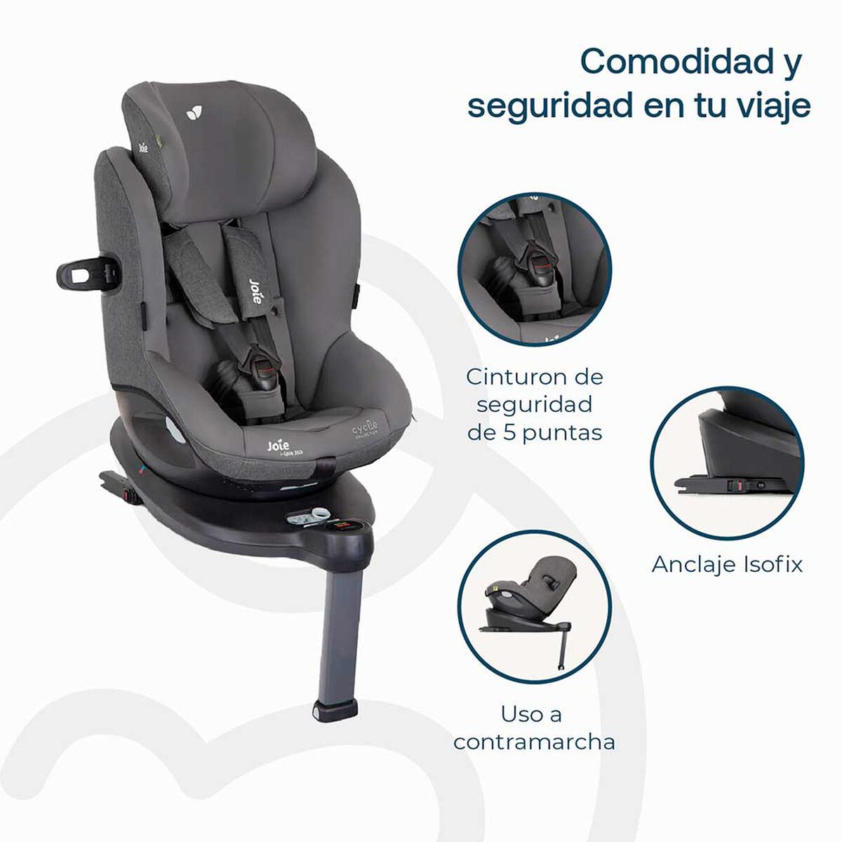 Silla de Auto Convertible I-Spin 360° Shell Gris Joie