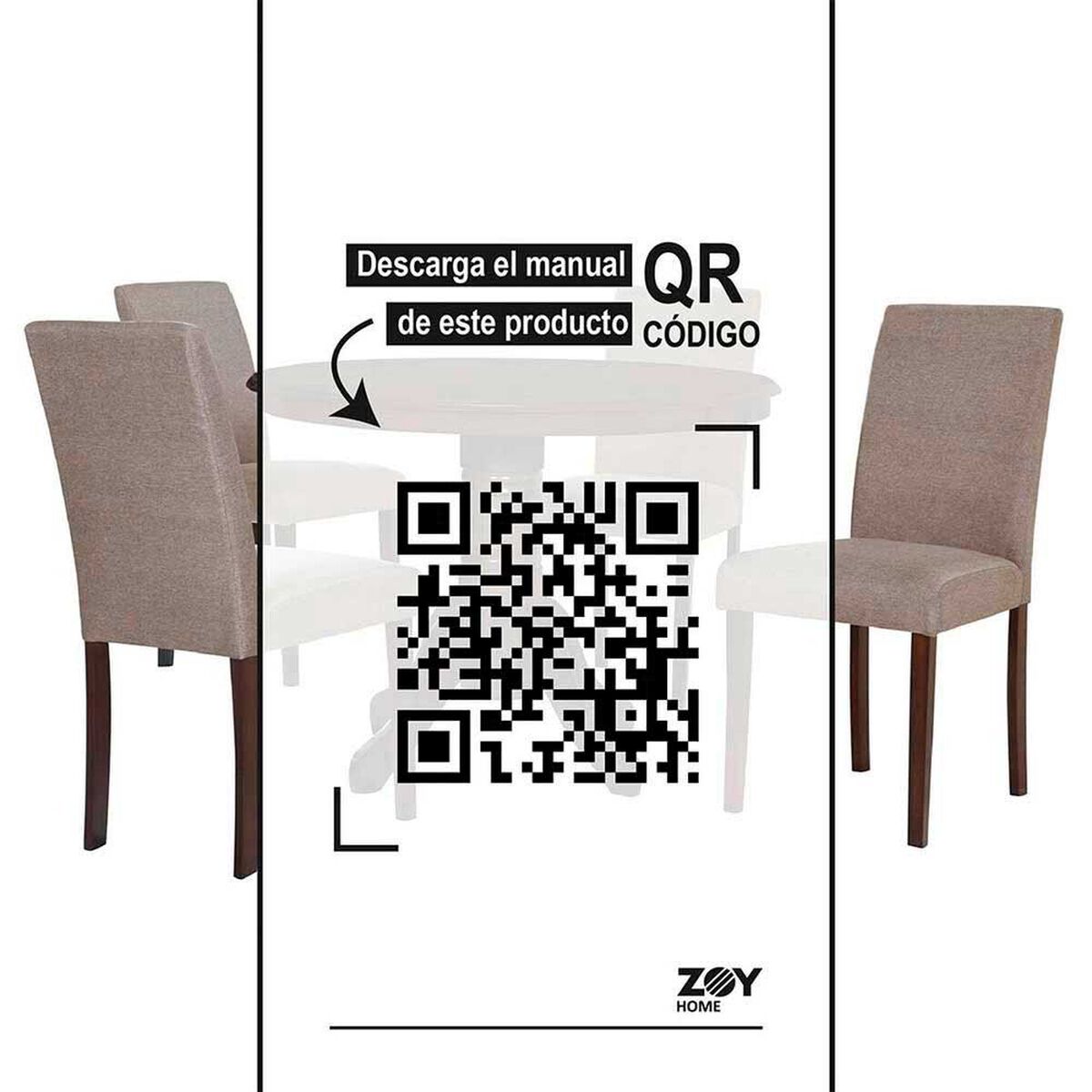 Juego de Comedor Zoy Home Phuket 4 Sillas Beige