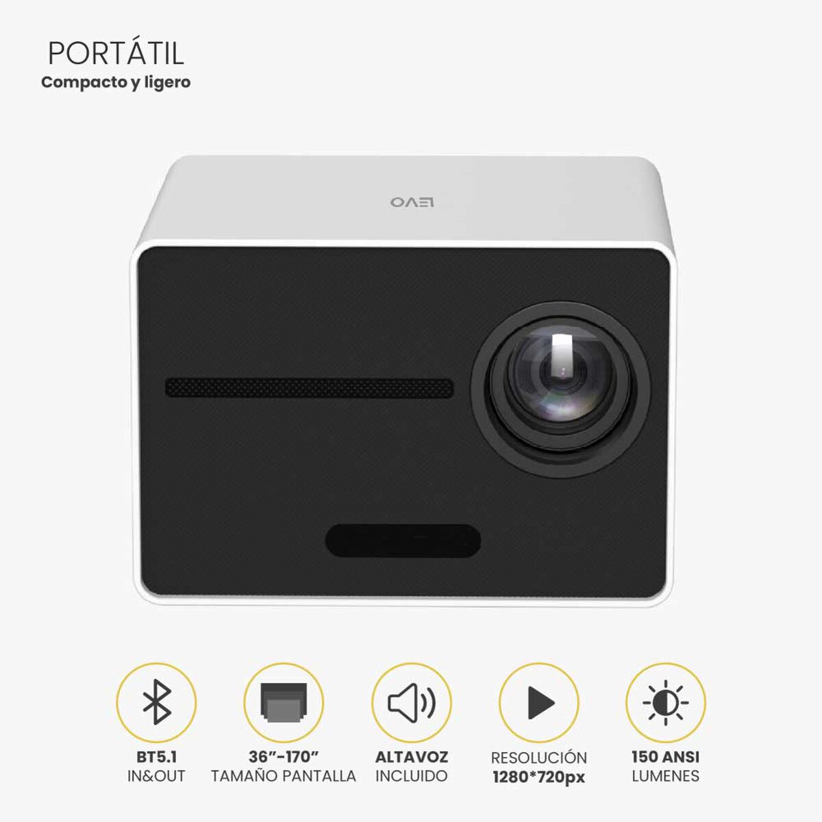 Kit Levo Proyector Halo + Telón Electrico 100"