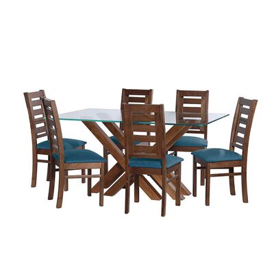 Imagen 1 del producto Juego de Comedor Latam Home Merida 6 Sillas Azul Petróleo