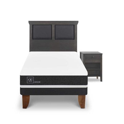 Cama Europea CIC 1,5 Plazas Ortopedic + Respaldo + Velador Torino