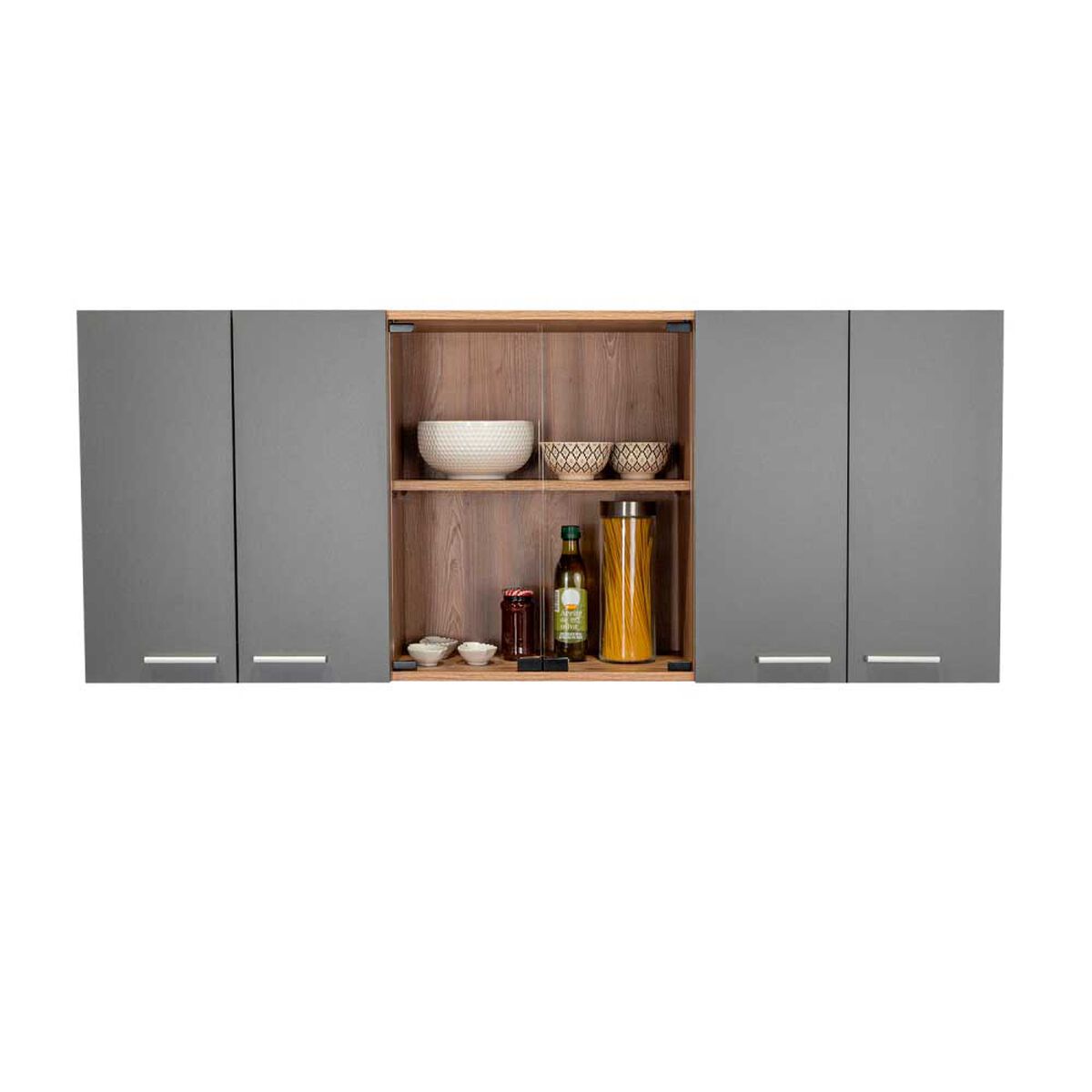 Mueble de Cocina TuHome 1,50 Vidrio 6 Puertas Miel Plomo