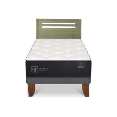 Imagen 1 del producto Cama Europea CIC 1,5 Plazas Premium + Respaldo Munich Olivo