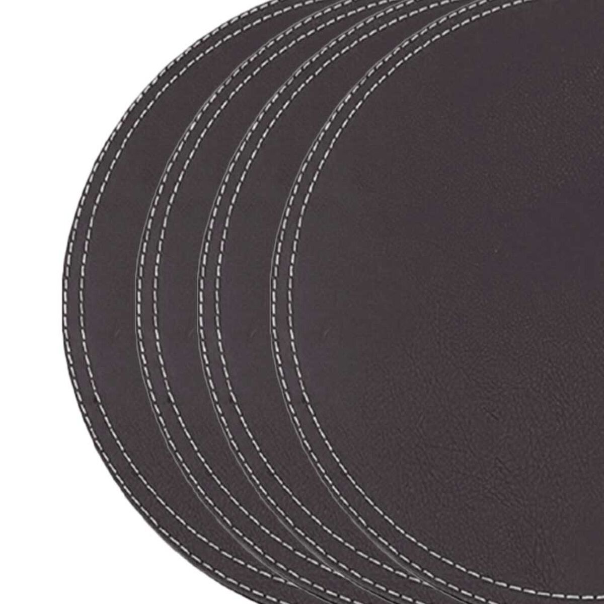 Set 4 Individuales Doral Eco Cuero Redondo 38 cm Negro