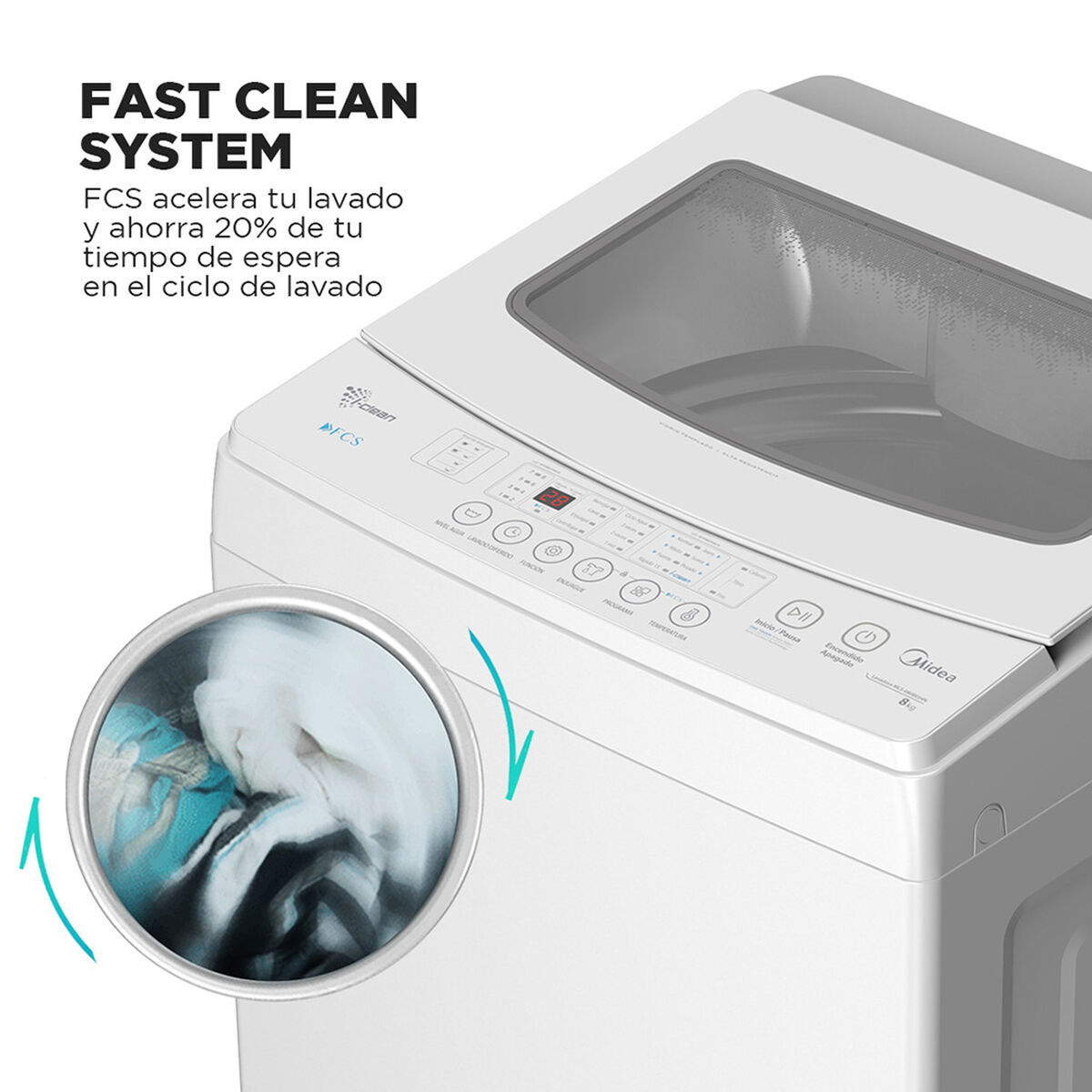 Lavadora Automática Midea MLS-080BE04N 8 kg