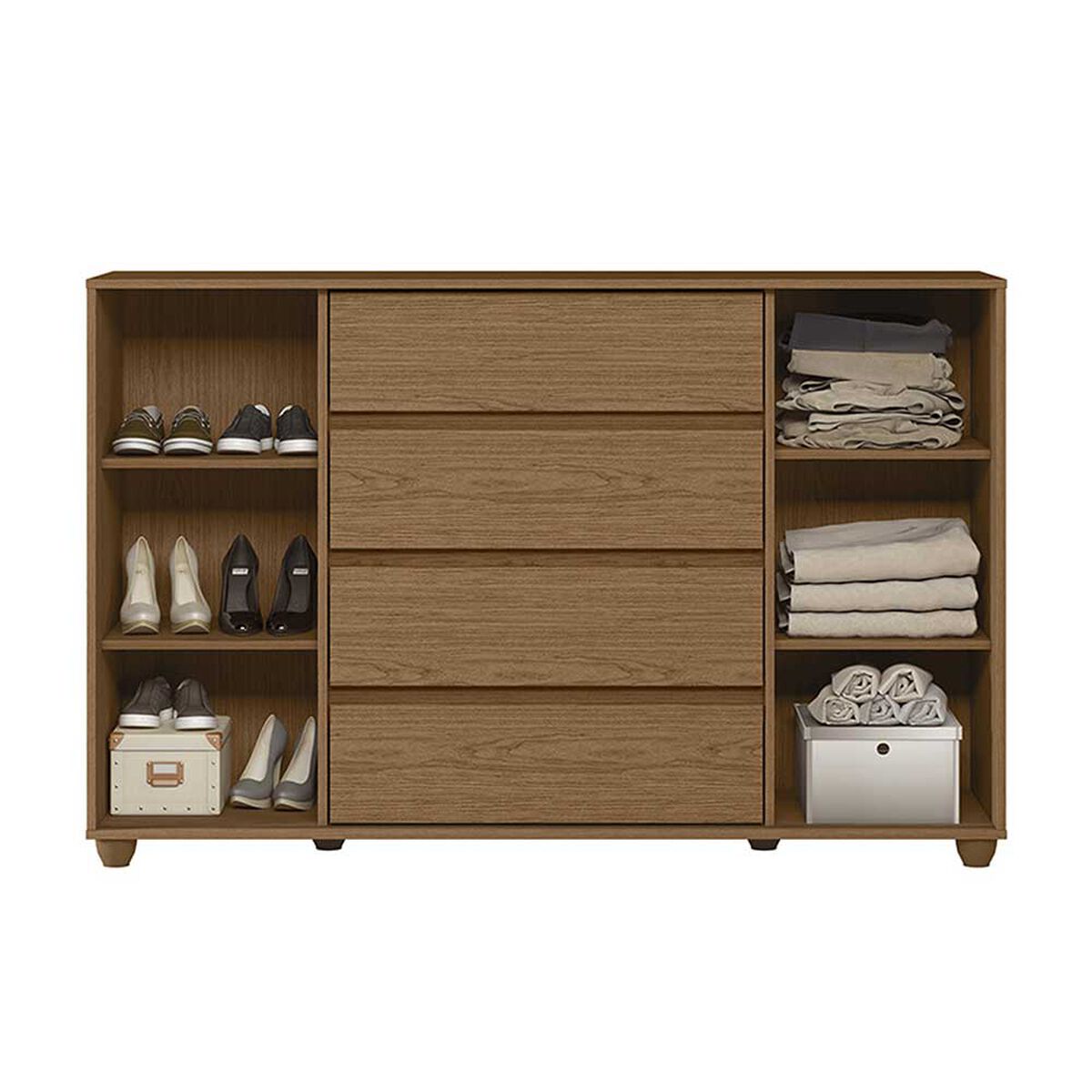 C&oacute;moda Vekkahome New Evidenza 4 Cajones 2 Puertas Caf&eacute; Beige