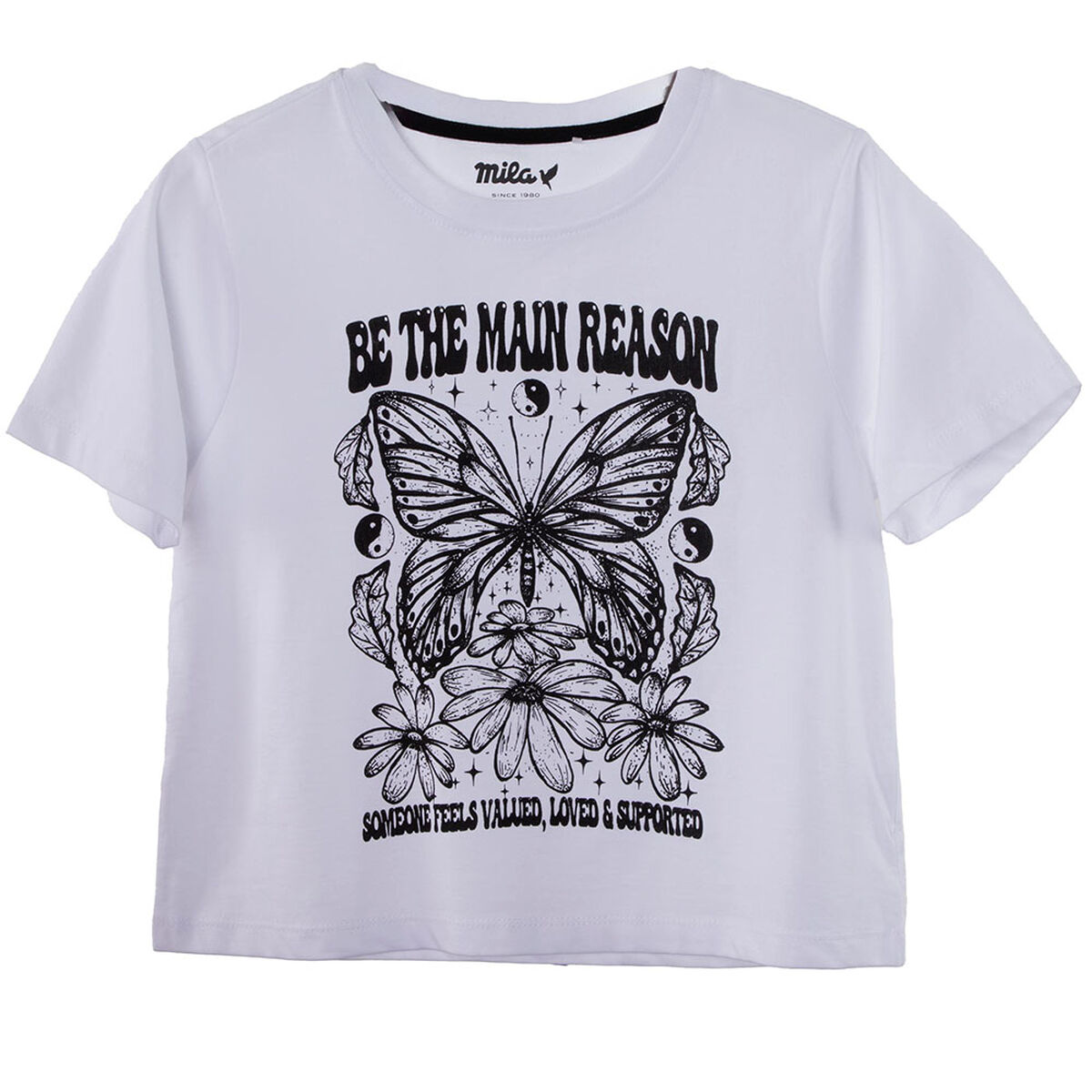 Polera Estampada Manga Corta de Algodón Niña Mila
