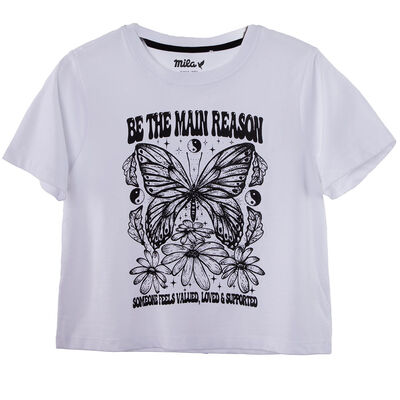 Imagen 2 del producto Polera Estampada Manga Corta de Algodón Niña Mila Blanco, Lila, Verde