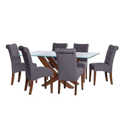 Juego de Comedor Latam Home Alicante 6 Sillas Gris Oscuro