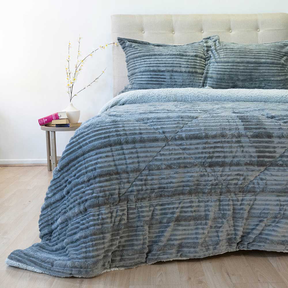 Cubrecama Doral 2 Plazas Touch Nebula Sherpa Gris