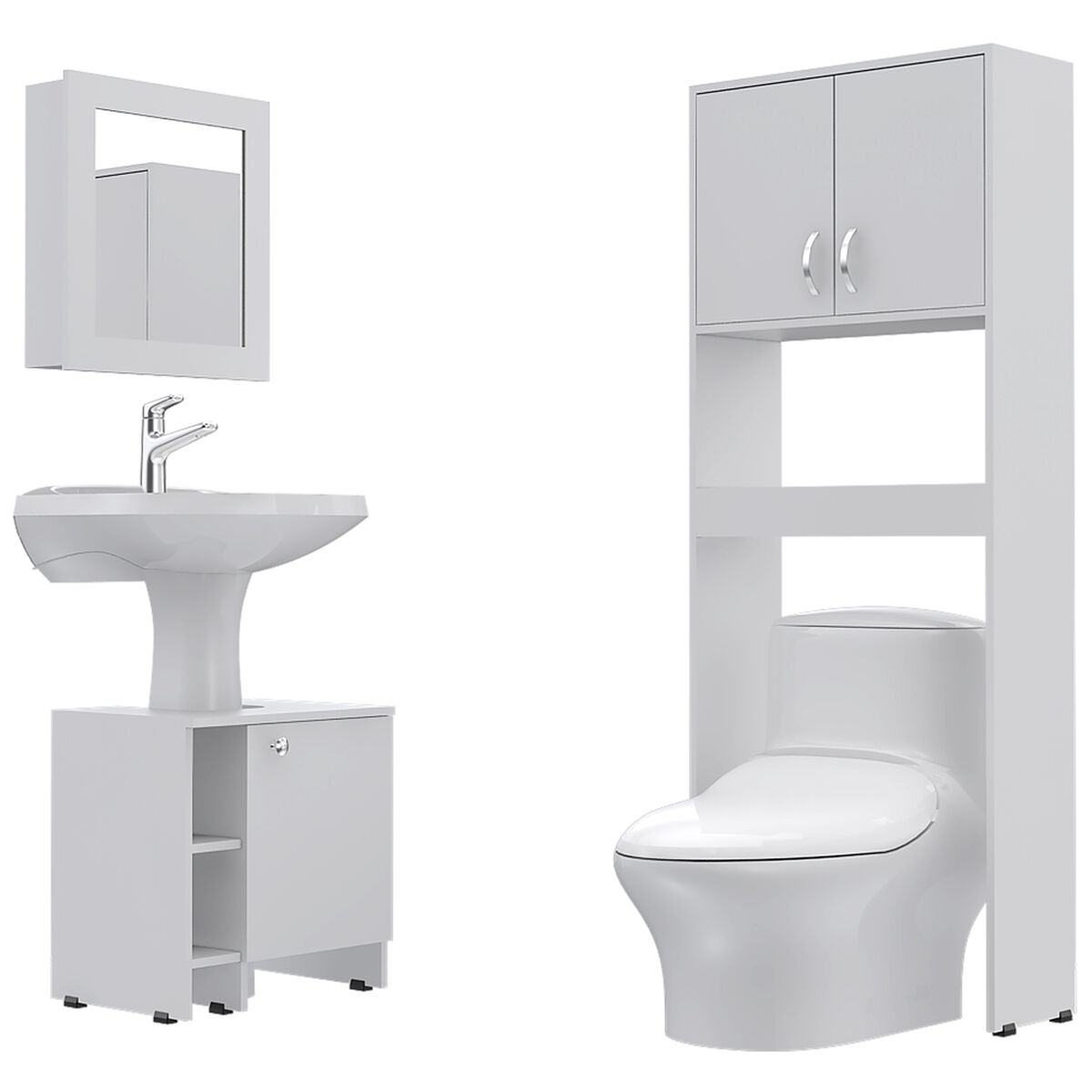 Lavamanos + Mueble Optimizador + Mueble Botiquín TuHome