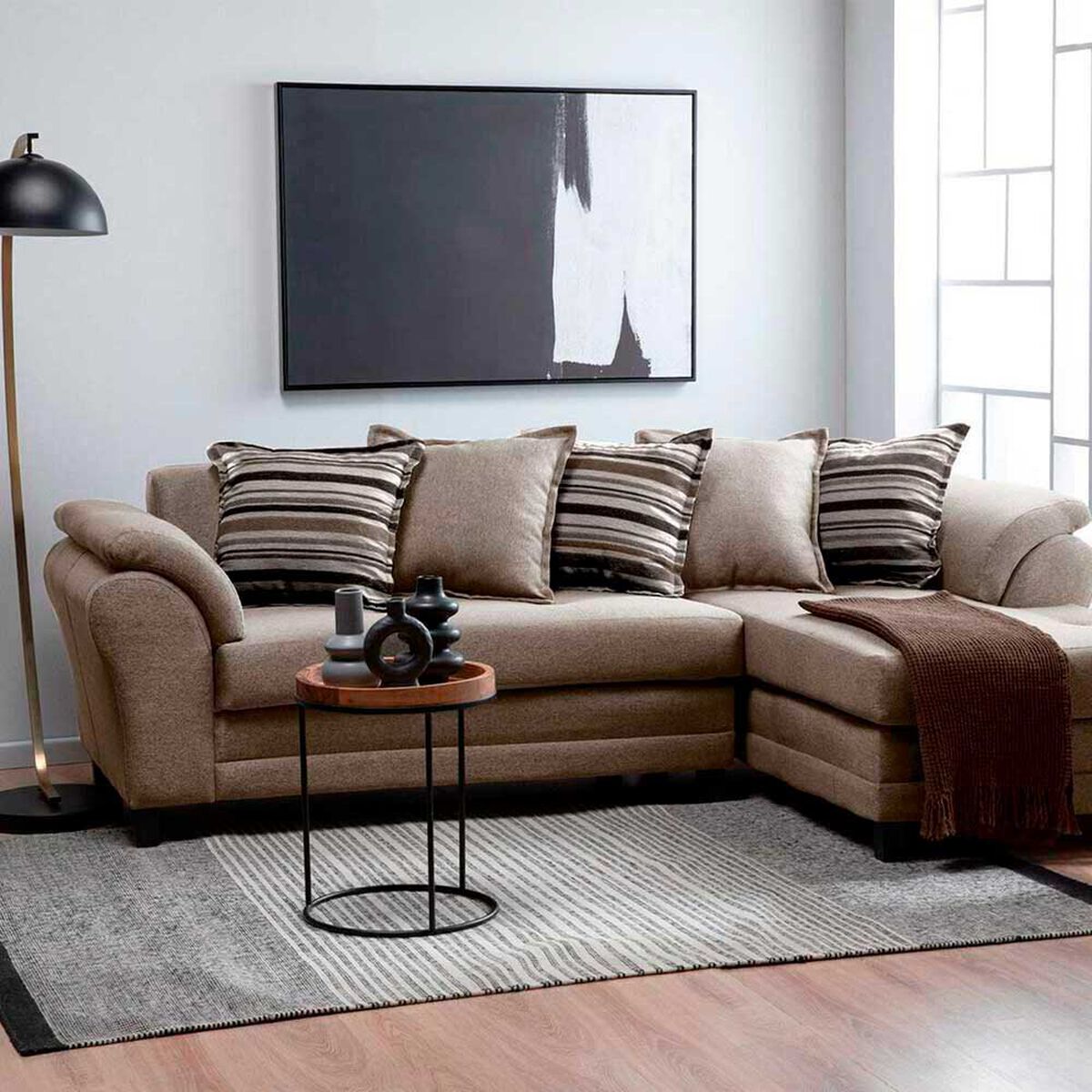 Sof&aacute; Seccional Derecho Living Factory Mustang 4 Cuerpos Caramelo