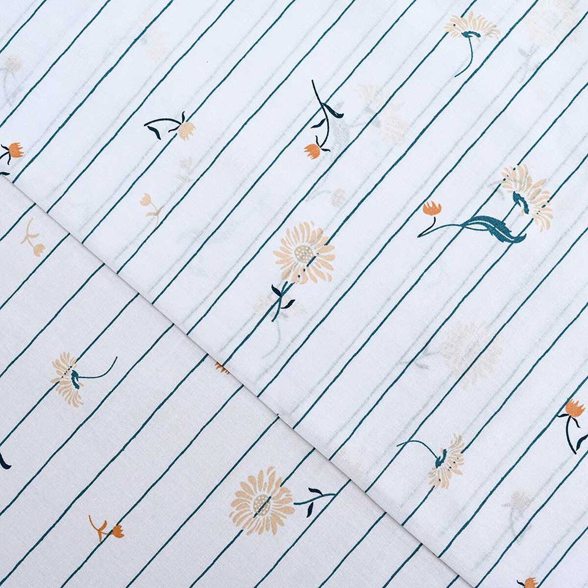 Juego de S&aacute;banas American Family 2 Plazas Florelia Lines 144 Hilos Blanco