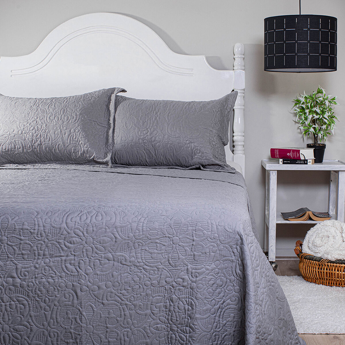 Quilt Doral 2 Plazas Gris Elegance