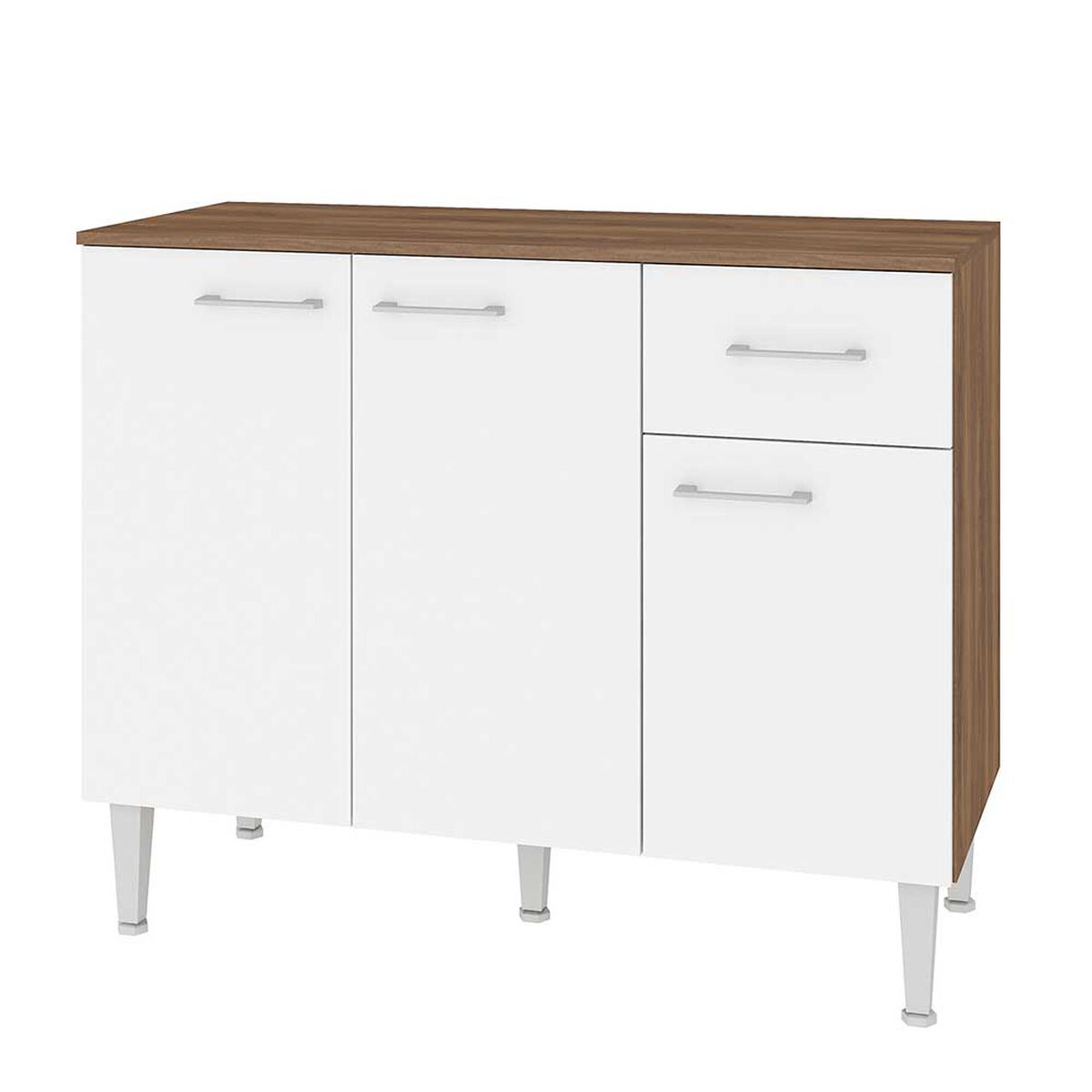 Mueble de Cocina Base Vekkahome Evandro 1 Cajón 3 Puertas Blanco