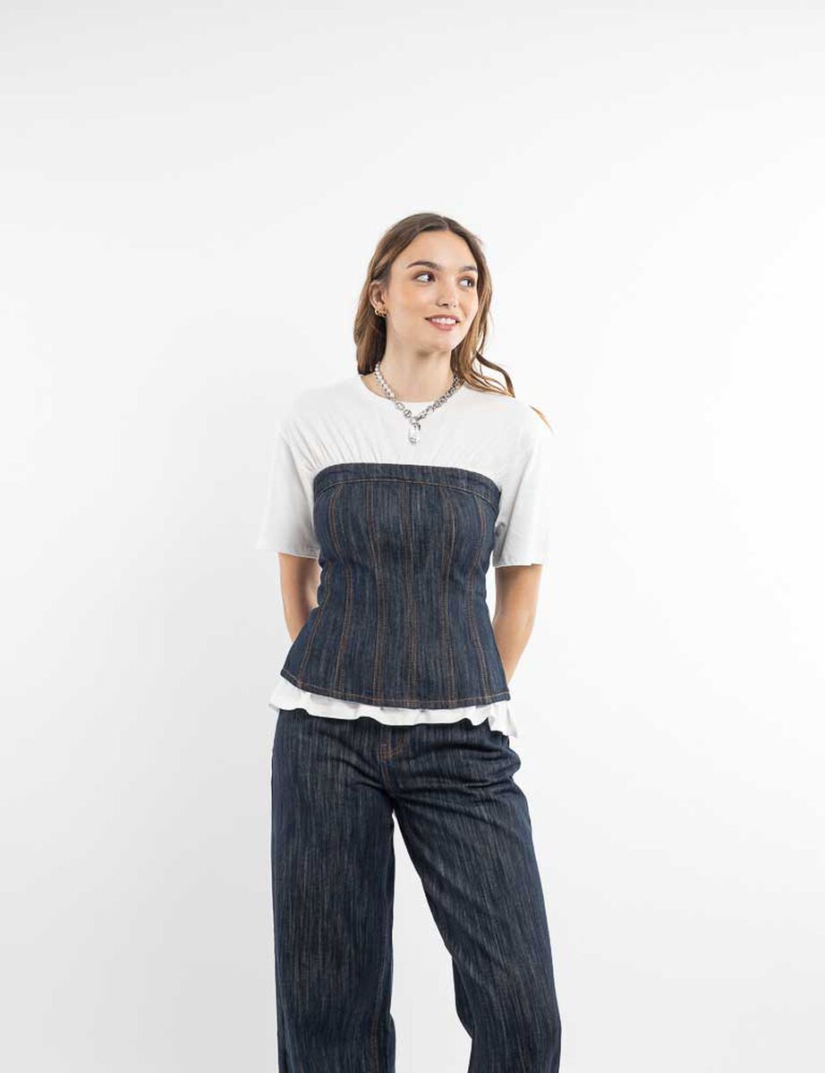 Blusa Strapless Denim Mujer Icono