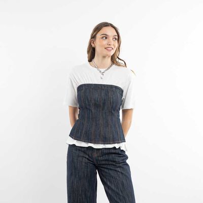 Blusa Strapless Denim Mujer Icono