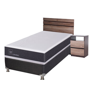 Imagen 2 del producto Box Spring CIC 1,5 Plazas Ortopedic + Respaldo + Velador