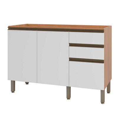 Base para Lavaplatos Roca Macadamia Canela Blanco 3 Cajones 2 Puertas