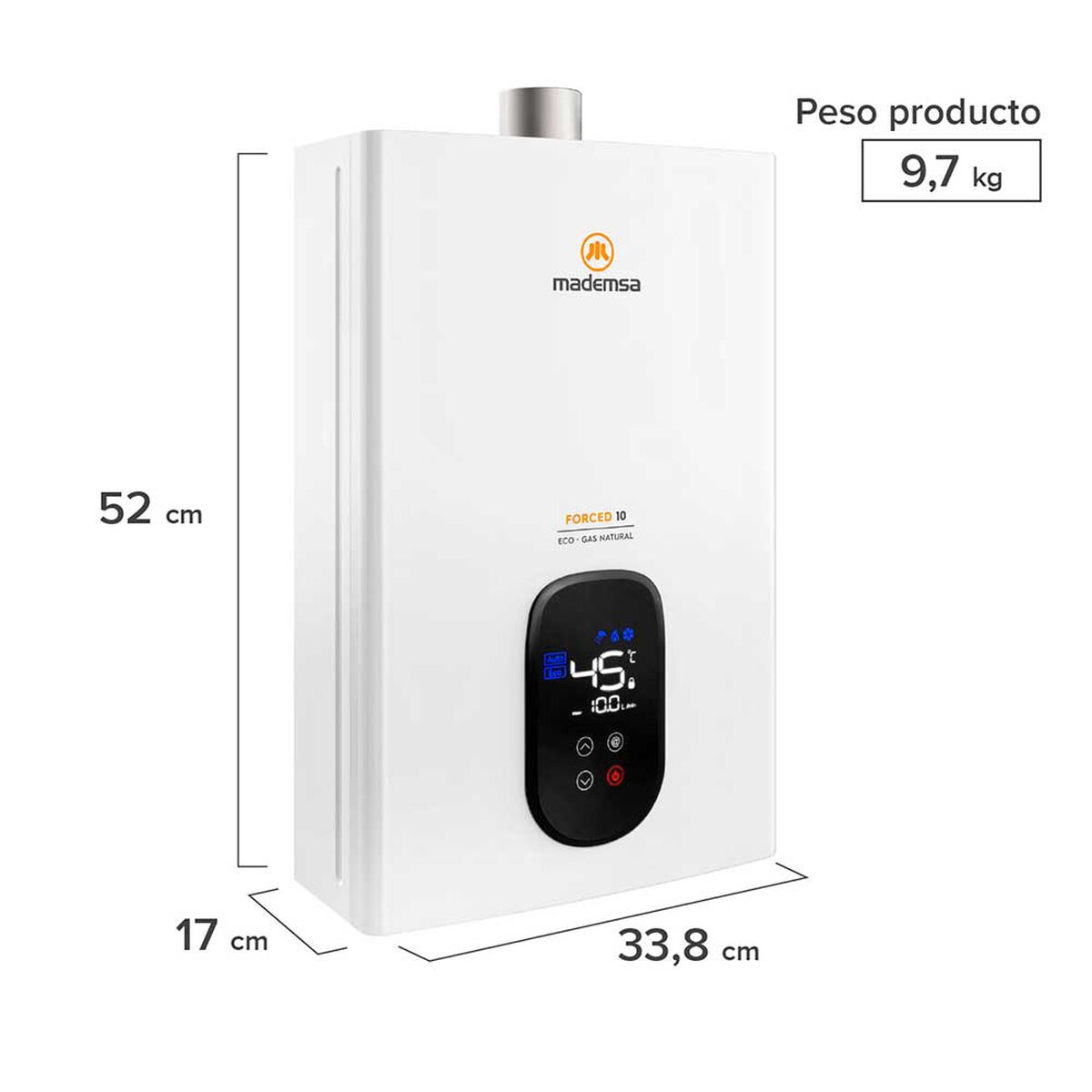 Calefont Gas Natural Mademsa Forced 10 Eco GN 10 lts.
