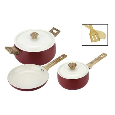 Imagen 2 del producto Batería de Cocina Aluminio Forjado Fantuzzi Biella Rojo 7 Piezas