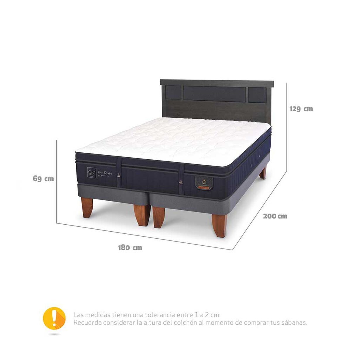 Cama Europea CIC Base Normal King S&uacute;per Premium + Respaldo Dublin