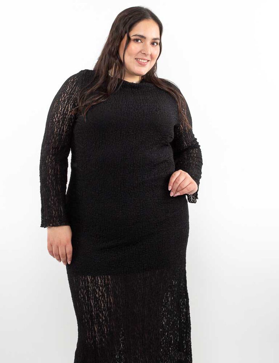Vestido Maxi Encaje Manga Larga Mujer Extralindas